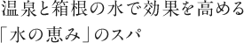 温泉と箱根の水で効果を高める「水の恵み」のスパ